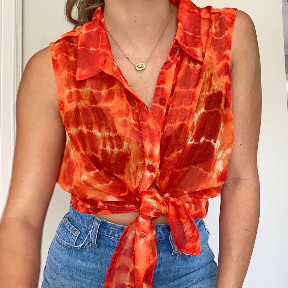 Orange Button Up